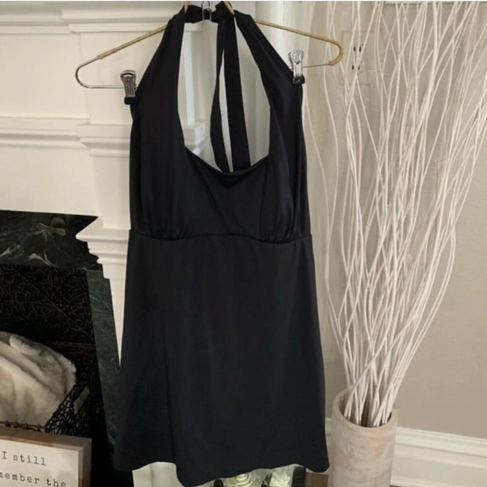 Lands' End Black Halter One-Piece Swim dress - Picture 6 of 8